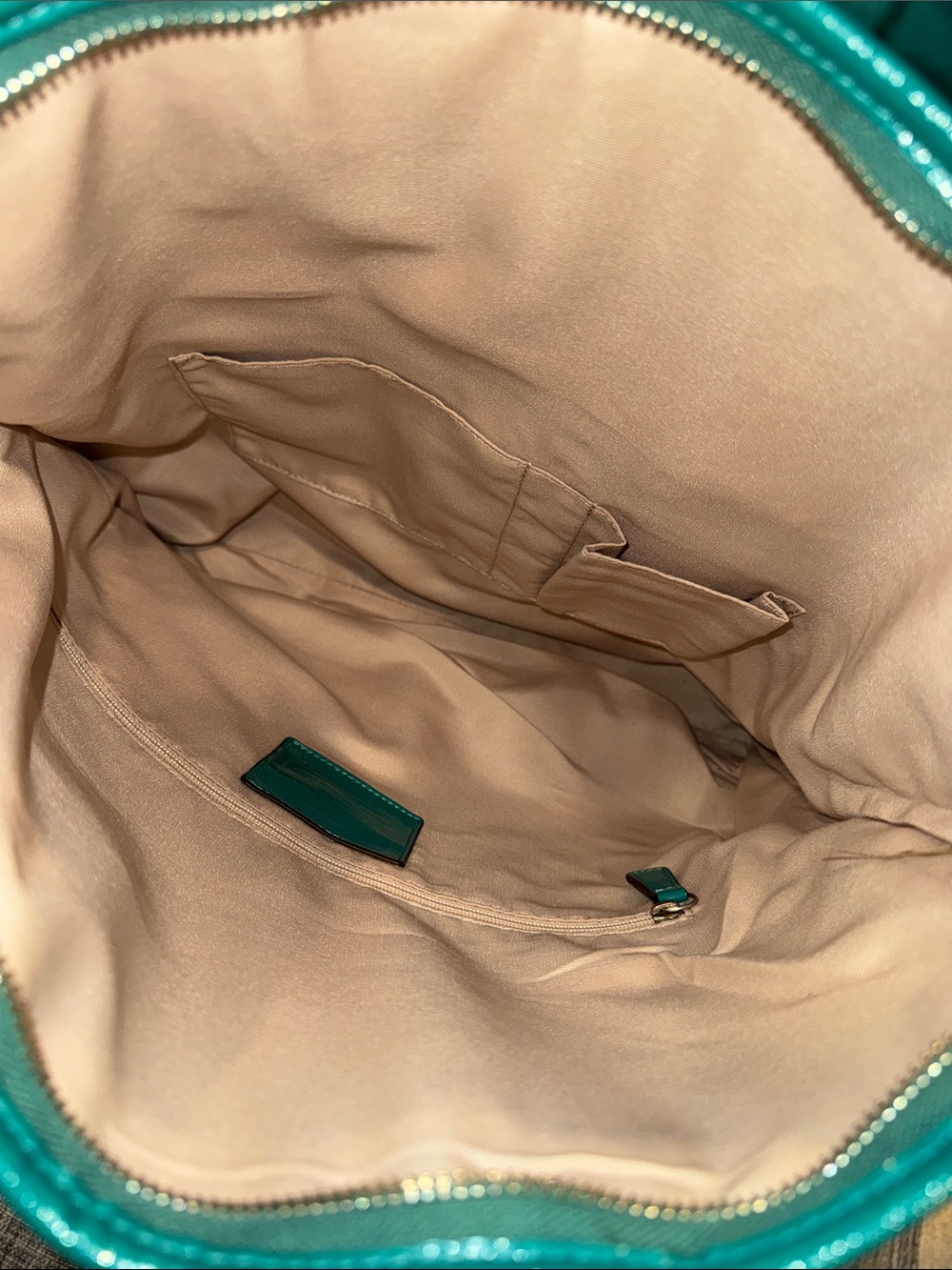Coach Bag Oversized Signature Green Tan Stripe Foldover Tote EUC RARE - Picture 12 of 17